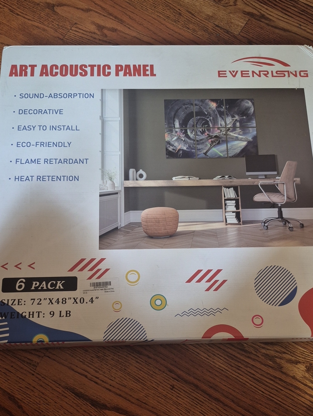 Art Acoustic Panel - Beige Decorative Sound-Absorbing Wall Panel (6 Pack)